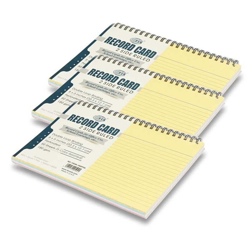 FIS Ruled Record Cards Size:8"x5" Inches (203x127mm),Double Loop Spiral Binding, Two Sides Single Ruled,180gsm,Perforated, 50 Sheets Per Pad,Packet of
FIS Ruled Record Cards Size:8"x5" Inches (203x127mm),Double Loop Spiral Binding, Two Sides Single Ruled,180gsm,Perforated, 50 Sheets Per Pad,Packet of