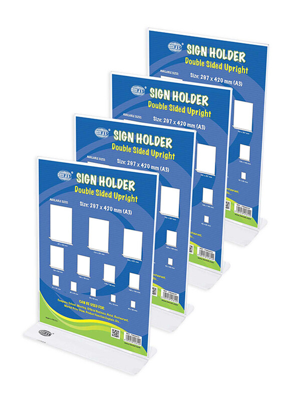 FIS Double Sided Oblong Vertical Sign Holder, A3 Size, 4 Pieces, FSNAA3V-4, Clear
FIS Double Sided Oblong Vertical Sign Holder, A3 Size, 4 Pieces, FSNAA3V-4, Clear