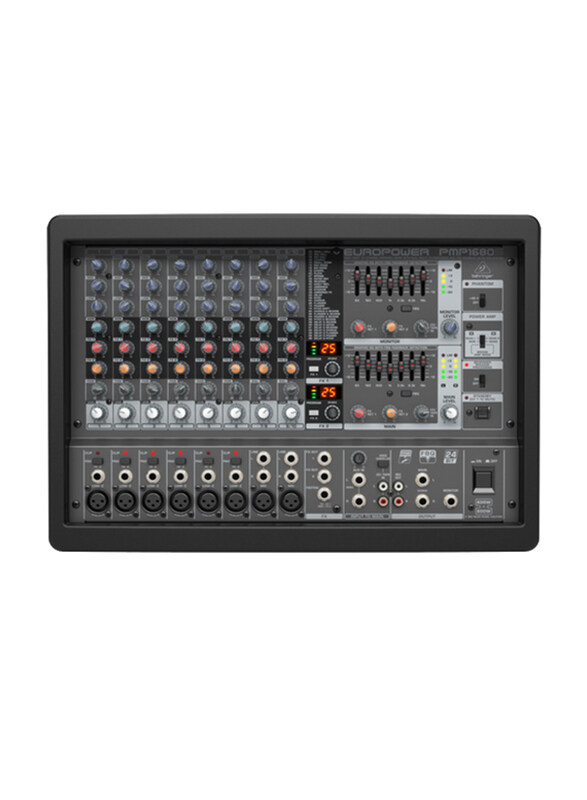 Behringer 10 Channel Powered Mixer with Dual Multi-FX Processor and FBQ Feedback Detection System, PMP1680S, Black
Behringer 10 Channel Powered Mixer with Dual Multi-FX Processor and FBQ Feedback Detection System, PMP1680S, Black