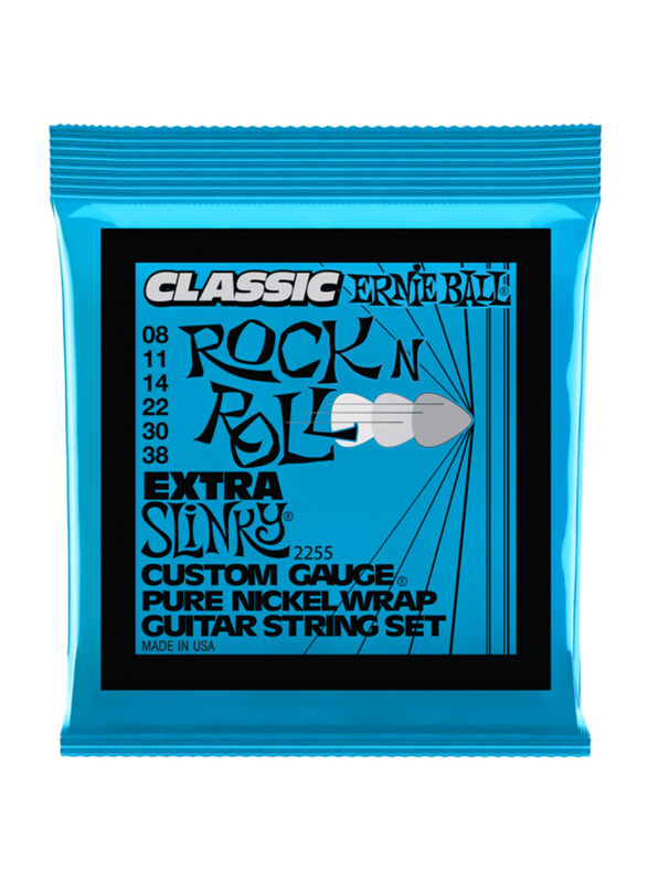 Ernie Ball Extra Slinky Classic Rock n Roll Pure Nickel Wrap Electric Guitar Strings, 8-38 Gauge, P02255, Blue
Ernie Ball Extra Slinky Classic Rock n Roll Pure Nickel Wrap Electric Guitar Strings, 8-38 Gauge, P02255, Blue