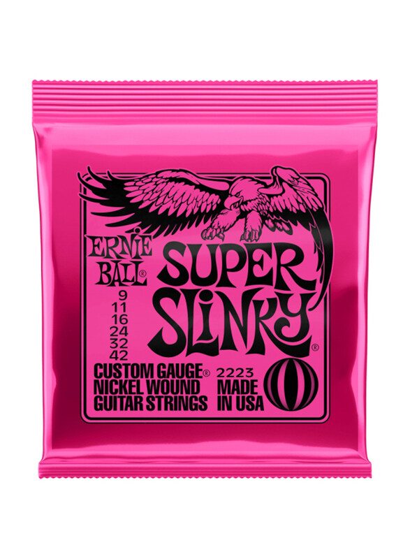 Ernie Ball Super Slinky Nickel Wound Electric Guitar Strings, 9-42 Gauge, P02223, Pink
Ernie Ball Super Slinky Nickel Wound Electric Guitar Strings, 9-42 Gauge, P02223, Pink