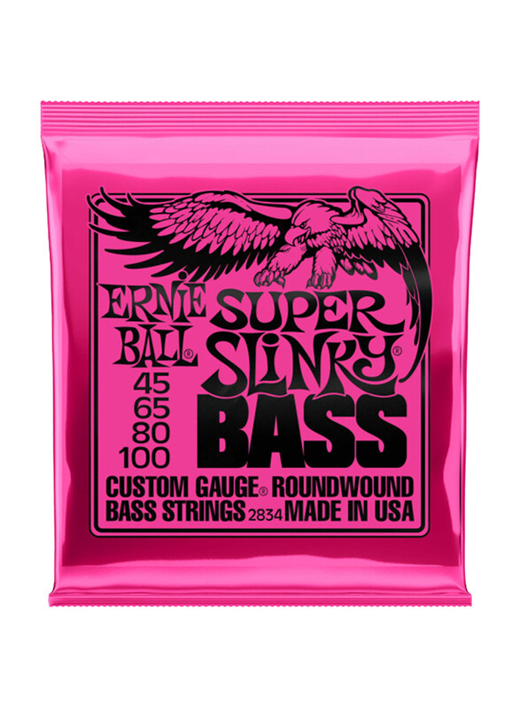 Ernie Ball Super Slinky Bass Nickel Wound Electric Guitar String, 45-100 Gauge, P02834, Pink
Ernie Ball Super Slinky Bass Nickel Wound Electric Guitar String, 45-100 Gauge, P02834, Pink