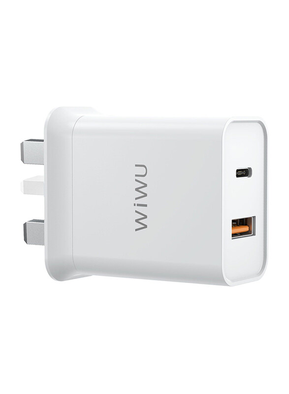 WiWu Comet UK Fast Wall Charger, One Plug 2 Ports USB-C Power Deliver QC 3.0 USB Adapter, 20W, White
WiWu Comet UK Fast Wall Charger, One Plug 2 Ports USB-C Power Deliver QC 3.0 USB Adapter, 20W, White
