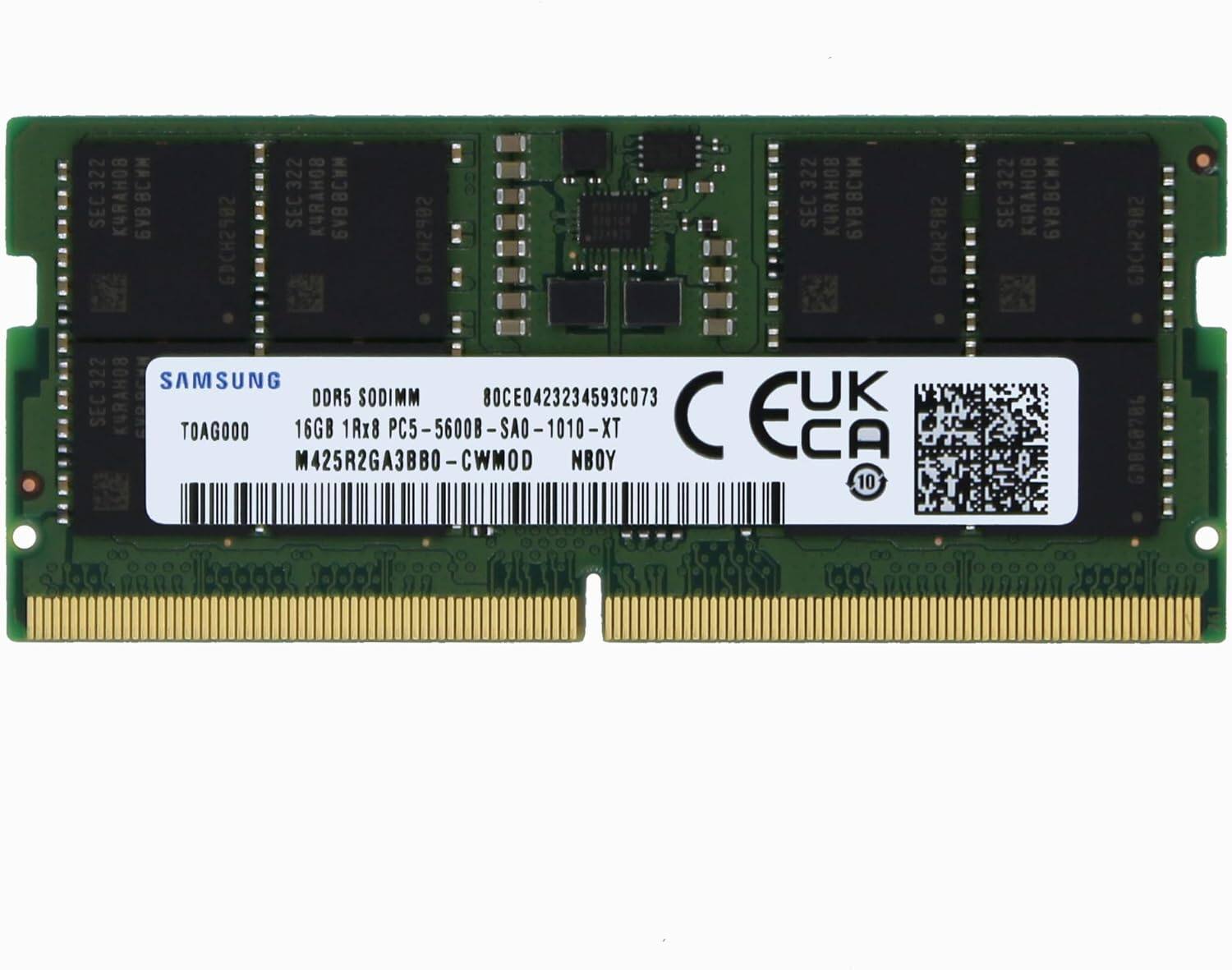 Samsung 16GB (1x16GB) DDR5 5600MHz PC5-44800 SODIMM 1Rx8 CL46 1.1v M425R2GA3BB0-CWM Notebook Laptop RAM Memory Module Upgrade Adamanta (pack of 3)
Samsung 16GB (1x16GB) DDR5 5600MHz PC5-44800 SODIMM 1Rx8 CL46 1.1v M425R2GA3BB0-CWM Notebook Laptop RAM Memory Module Upgrade Adamanta (pack of 3)