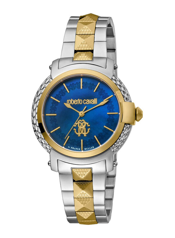 Roberto Cavalli Analog Watch for Women with Stainless Steel Band, RV1L101M00816, Silver/Gold-Blue
Roberto Cavalli Analog Watch for Women with Stainless Steel Band, RV1L101M00816, Silver/Gold-Blue