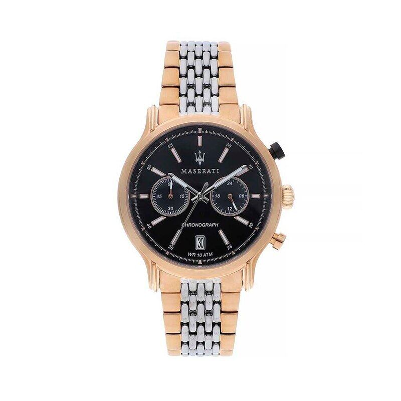 Maserati Analog Watch for Men with Stainless Steel Band, Water Resistant and Chronograph, R8873638005, Black-Rose Gold/Silver
Maserati Analog Watch for Men with Stainless Steel Band, Water Resistant and Chronograph, R8873638005, Black-Rose Gold/Silver