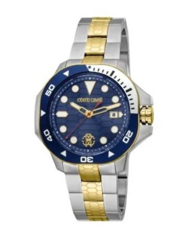 Roberto Cavalli Analog Watch for Men with Stainless Steel Band, Water Resistant, RC5G044M0035, Silver/Gold-Blue
Roberto Cavalli Analog Watch for Men with Stainless Steel Band, Water Resistant, RC5G044M0035, Silver/Gold-Blue