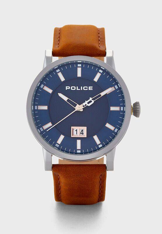 Police Analog Watch for Men with Leather Genuine Band, P 15404JS-03M, Brown-Blue
Police Analog Watch for Men with Leather Genuine Band, P 15404JS-03M, Brown-Blue
