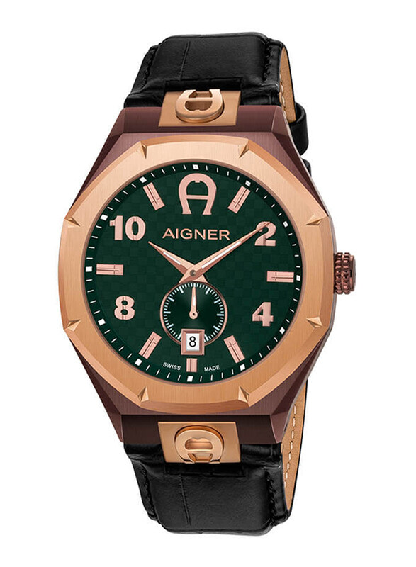 Aigner Ferrara Analog Watch for Women with Leather Band, Water Resistant with Chronograph, A142107, Green-Brown
Aigner Ferrara Analog Watch for Women with Leather Band, Water Resistant with Chronograph, A142107, Green-Brown