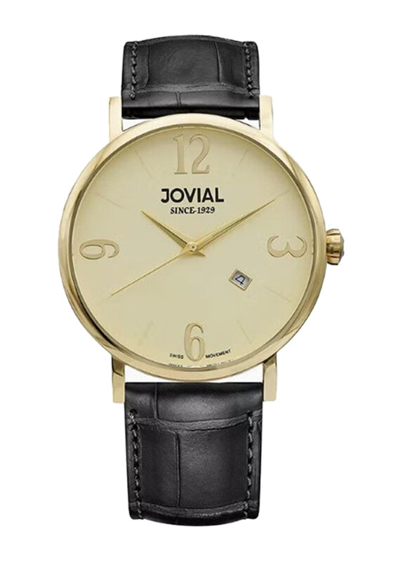 Jovial Analog Watch for Men with Leather Band, Water Resistant, 1581GGLQ17E, Black-Gold
Jovial Analog Watch for Men with Leather Band, Water Resistant, 1581GGLQ17E, Black-Gold