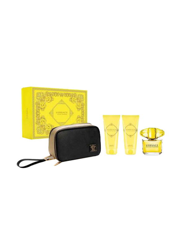 Versace 4-Piece Yellow Daimond Gift Set for Women EDT Perfume 90ml, 100ml Body Lotion, 100ml Bath & Shower Gel, Pouch
Versace 4-Piece Yellow Daimond Gift Set for Women EDT Perfume 90ml, 100ml Body Lotion, 100ml Bath & Shower Gel, Pouch