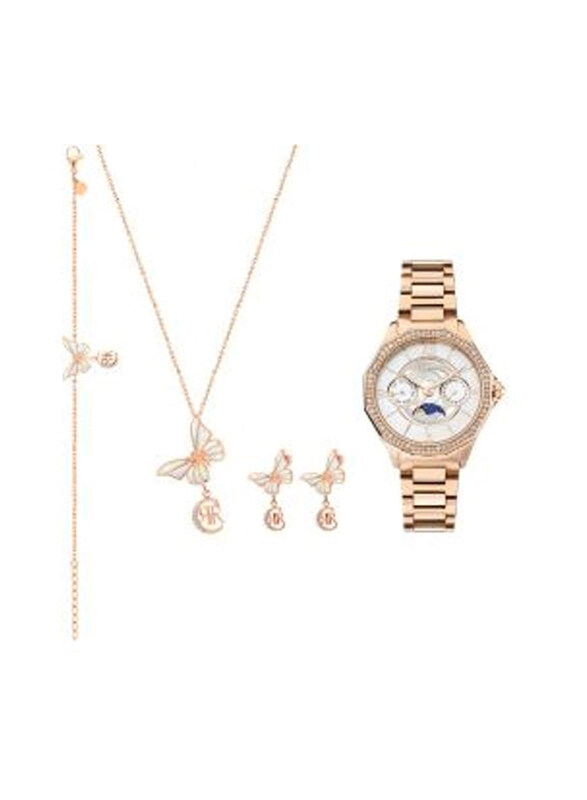 Cerruti 1881 Analog Watch with Necklace & Ear Ring for Women with Stainless Steel Band, CIWLK2021001-S2, Rose Gold-White
Cerruti 1881 Analog Watch with Necklace & Ear Ring for Women with Stainless Steel Band, CIWLK2021001-S2, Rose Gold-White