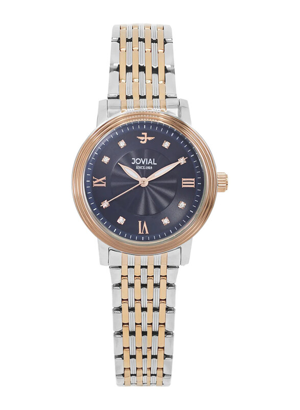 Jovial Analog Watch for Women with Stainless Steel Band, Water Resistant, 5052LAMQ04E, Silver/Gold-Blue
Jovial Analog Watch for Women with Stainless Steel Band, Water Resistant, 5052LAMQ04E, Silver/Gold-Blue
