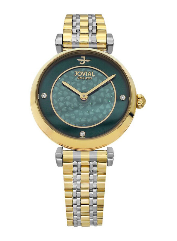 Jovial Analog Watch for Women with Stainless Steel Band, Water Resistant, 1507LTMQ09E, Silver/Gold-Green
Jovial Analog Watch for Women with Stainless Steel Band, Water Resistant, 1507LTMQ09E, Silver/Gold-Green