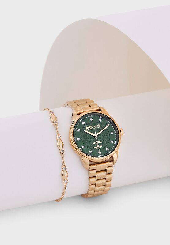 Just Cavalli Analog Watch for Women with Stainless Steel Band, JC1L176M0065, Gold-Green
Just Cavalli Analog Watch for Women with Stainless Steel Band, JC1L176M0065, Gold-Green