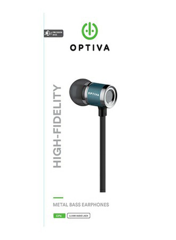 Optiva OP6 High Fidelity Metal Bass 3.5mm Jack Wired In-Ear Noise Cancellation Earphones with Mic, Black/Blue
Optiva OP6 High Fidelity Metal Bass 3.5mm Jack Wired In-Ear Noise Cancellation Earphones with Mic, Black/Blue