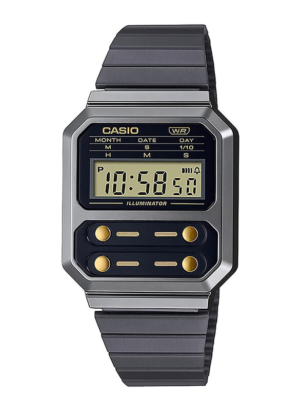 Casio Vintage Collection Digital Watch for Men with Stainless Steel Band, Water Resistant, A100WEGG-1A2EF, Black
Casio Vintage Collection Digital Watch for Men with Stainless Steel Band, Water Resistant, A100WEGG-1A2EF, Black