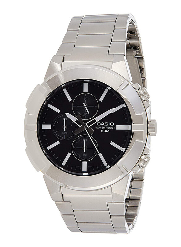 Casio Analog Watch for Men with Stainless Steel Band, Water Resistant and Chronograph, MTP E501D 1AVDF, Silver-Black
Casio Analog Watch for Men with Stainless Steel Band, Water Resistant and Chronograph, MTP E501D 1AVDF, Silver-Black