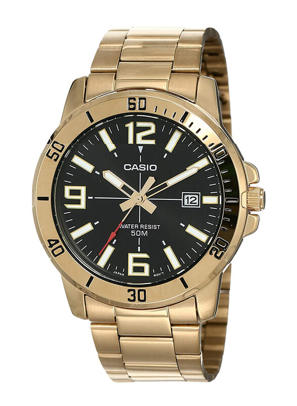 Casio Analog Watch for Men with Stainless Steel Band, Water Resistant, MTP-VD01G-1BVUDF, Gold-Black
Casio Analog Watch for Men with Stainless Steel Band, Water Resistant, MTP-VD01G-1BVUDF, Gold-Black