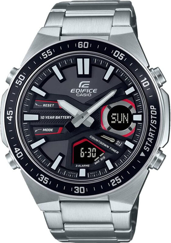 Casio Edifice Analog/Digital Watch for Men with Stainless Steel Band, Water Resistant, EFV-C110D-1A4VEF, Silver-Black
Casio Edifice Analog/Digital Watch for Men with Stainless Steel Band, Water Resistant, EFV-C110D-1A4VEF, Silver-Black