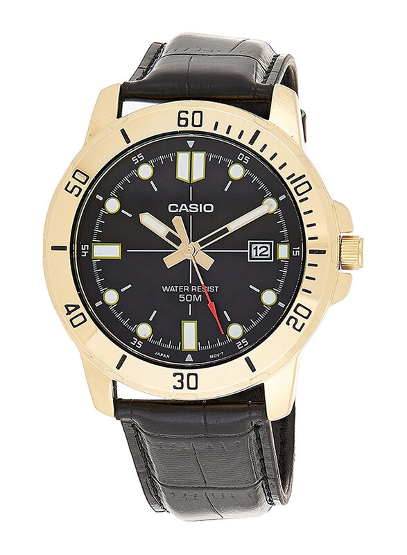 Casio Analog Quartz Watch for Men with Leather Artificial Band, Splash Resistant, MTP-VD01GL-1EVUDF, Black
Casio Analog Quartz Watch for Men with Leather Artificial Band, Splash Resistant, MTP-VD01GL-1EVUDF, Black