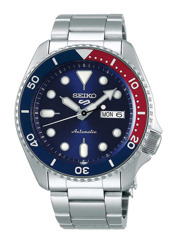 Seiko 5 Automatic Sports Automatic Analog Watch for Men with Stainless Steel Band, Water Resistant, SRPD53K1, Silver-Blue
Seiko 5 Automatic Sports Automatic Analog Watch for Men with Stainless Steel Band, Water Resistant, SRPD53K1, Silver-Blue