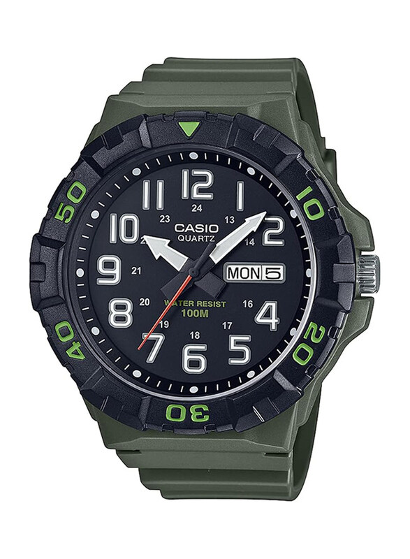 Casio Analog Watch for Men with Resin Band, Water Resistant, MRW-210H-3AVDF, Black/Green
Casio Analog Watch for Men with Resin Band, Water Resistant, MRW-210H-3AVDF, Black/Green