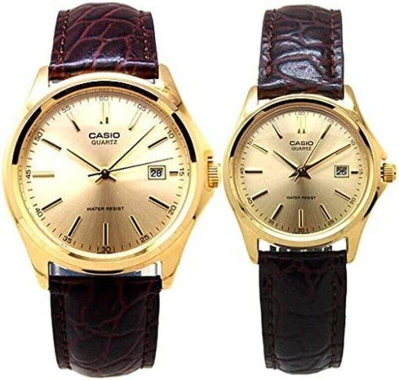 Casio 2-Piece Analog Watch Set with Leather Band, Water Resistant, MTP/LTP-1183Q-9A, Brown-Gold
Casio 2-Piece Analog Watch Set with Leather Band, Water Resistant, MTP/LTP-1183Q-9A, Brown-Gold