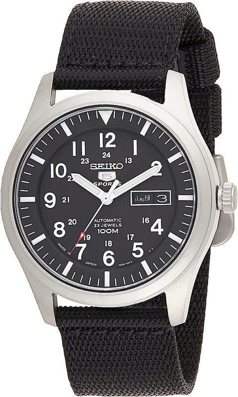 Seiko 5 Analog Watch for Men with Nylon Band, Water Resistant, Snzg15J1, Black/Black
Seiko 5 Analog Watch for Men with Nylon Band, Water Resistant, Snzg15J1, Black/Black