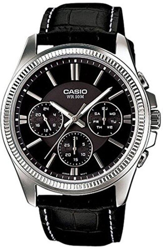 Casio Analog Casual Watch for Men with Leather Band, Water Resistant and Chronograph, MTP-1375L-1AV, Black
Casio Analog Casual Watch for Men with Leather Band, Water Resistant and Chronograph, MTP-1375L-1AV, Black