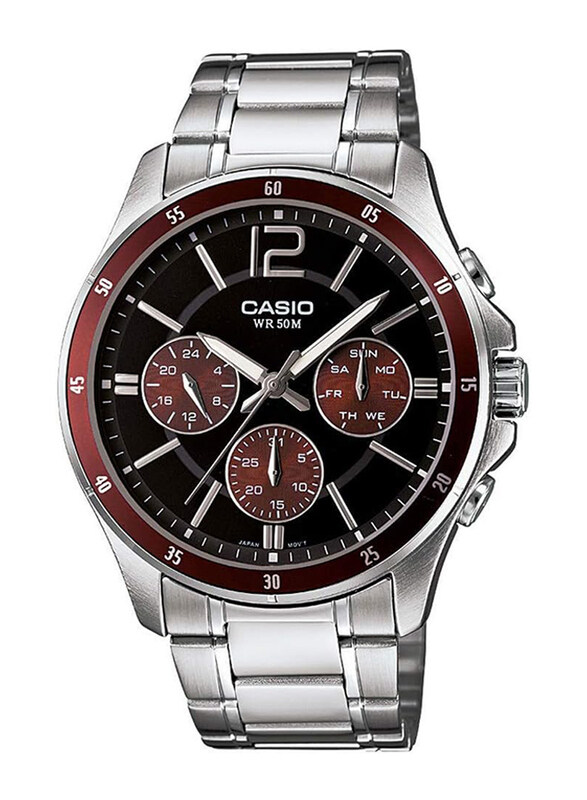 Casio Analog Watch for Men with Stainless Steel Band, Water Resistant, MTP-1374HD-5AVIF (A1647), Silver-Black
Casio Analog Watch for Men with Stainless Steel Band, Water Resistant, MTP-1374HD-5AVIF (A1647), Silver-Black