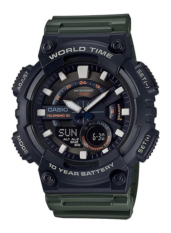 Casio Analog/Digital Watch for Men with Resin Band, Water Resistant, AEQ-110W-3AVDF, Green-Black
Casio Analog/Digital Watch for Men with Resin Band, Water Resistant, AEQ-110W-3AVDF, Green-Black