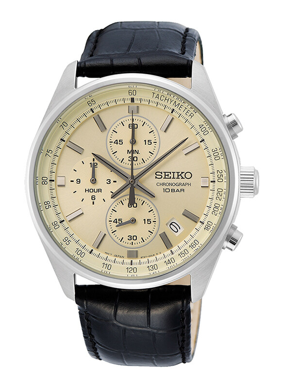 Seiko Quartz Analog Watch for Men with Leather Band, Water Resistant and Chronograph, SSB383P1, Black-Beige
Seiko Quartz Analog Watch for Men with Leather Band, Water Resistant and Chronograph, SSB383P1, Black-Beige