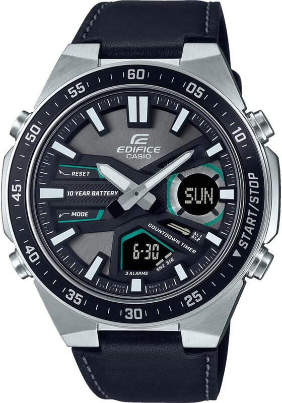 Casio Edifice Analog/Digital Watch for Men with Leather Band, Water Resistant, EFV-C110L-1AVEF, Black
Casio Edifice Analog/Digital Watch for Men with Leather Band, Water Resistant, EFV-C110L-1AVEF, Black