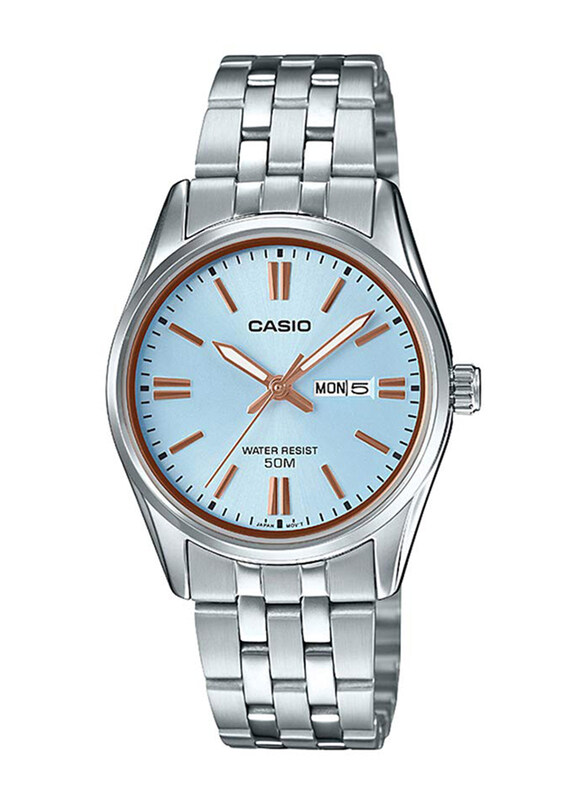Casio Analog Watch for Women with Stainless Steel Band, Water Resistant, LTP-1335D-2AVDF, Silver-Blue
Casio Analog Watch for Women with Stainless Steel Band, Water Resistant, LTP-1335D-2AVDF, Silver-Blue