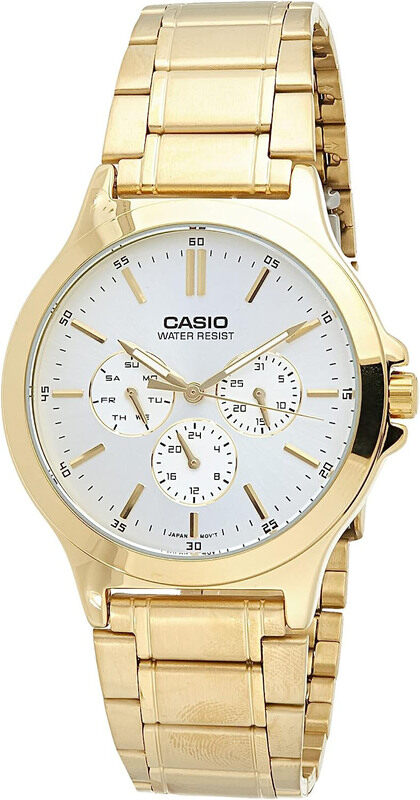 Casio Analog Watch for Men with Stainless Steel Band, Water Resistant, MTP-V300G-7AUDF, White-Gold
Casio Analog Watch for Men with Stainless Steel Band, Water Resistant, MTP-V300G-7AUDF, White-Gold