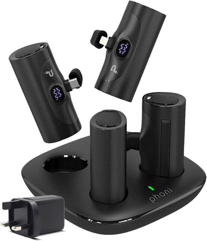 Phoni 4-in-1 Power Bank Station, 5000mAh, 4 Pieces, Portable Charger with Built-in Display and Kickstand Compatible With Lightning for iPhone 15/14, S
Phoni 4-in-1 Power Bank Station, 5000mAh, 4 Pieces, Portable Charger with Built-in Display and Kickstand Compatible With Lightning for iPhone 15/14, S