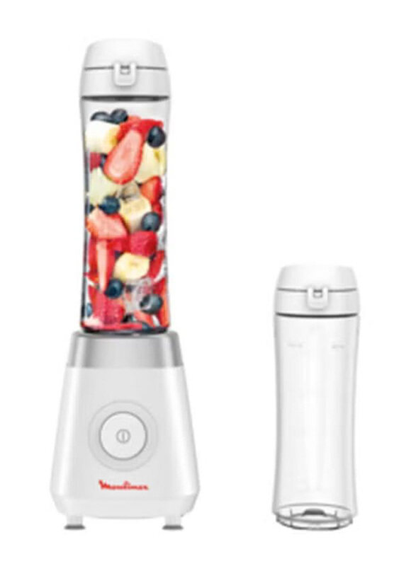 Moulinex 600ml Plastic Fresh & Go Personal Blender with 2 On The Go Bottles for Everyday Healthy Smoothies 350W, LM1KJ127, White/Clear
Moulinex 600ml Plastic Fresh & Go Personal Blender with 2 On The Go Bottles for Everyday Healthy Smoothies 350W, LM1KJ127, White/Clear