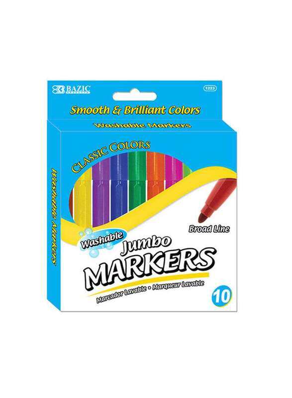 Bazic 10-Piece Classic Colours Broad Line Jumbo Washable Markers, Multicolour
Bazic 10-Piece Classic Colours Broad Line Jumbo Washable Markers, Multicolour