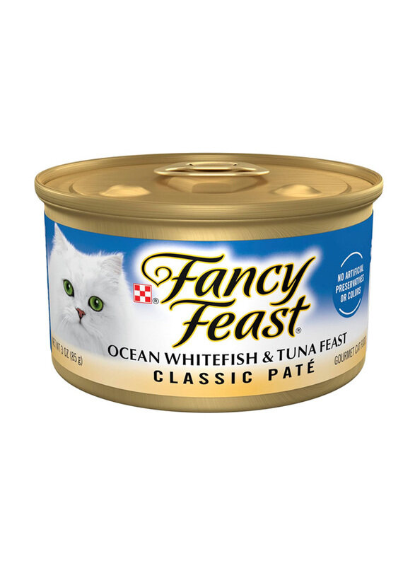 Purina Fancy Feast Classic Pate Can Wet Cat Food with Ocean Whitefish & Tuna Gourmet, 85g
Purina Fancy Feast Classic Pate Can Wet Cat Food with Ocean Whitefish & Tuna Gourmet, 85g