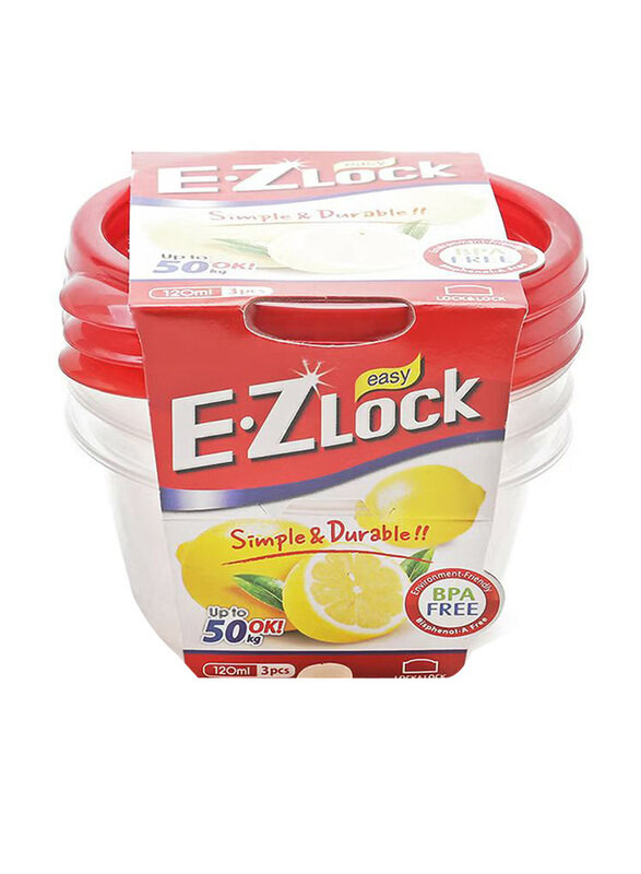 Locknlock 3-Piece E.Z Lock Plastic Food Storage Containers Set, 120ml, Clear/Red
Locknlock 3-Piece E.Z Lock Plastic Food Storage Containers Set, 120ml, Clear/Red