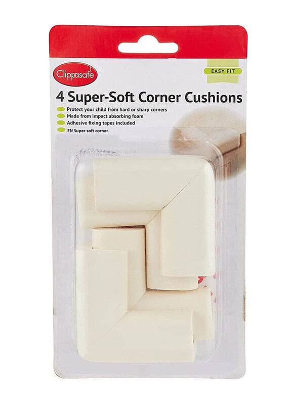 Clippasafe Child Safety Premium Super-Soft Corner Cushions Guard, 4 Pieces, White
Clippasafe Child Safety Premium Super-Soft Corner Cushions Guard, 4 Pieces, White