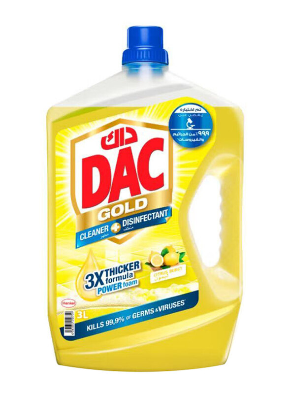 DAC Gold Multi-Purpose Disinfectant & Liquid Cleaner with 3X Thicker Formula Citrus, 3 Liters
DAC Gold Multi-Purpose Disinfectant & Liquid Cleaner with 3X Thicker Formula Citrus, 3 Liters