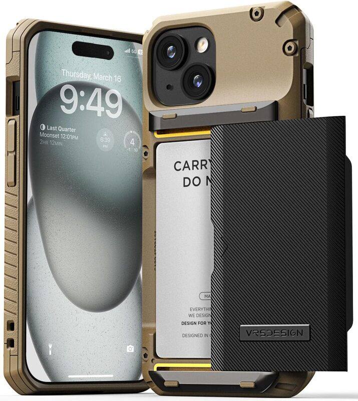 Apple VRS Design Damda Glide Pro for iPhone 15 Case Cover Wallet (Semi Automatic) Slider Credit Card Holder Slot (4 Cards) - Khaki Groove
Apple VRS Design Damda Glide Pro for iPhone 15 Case Cover Wallet (Semi Automatic) Slider Credit Card Holder Slot (4 Cards) - Khaki Groove