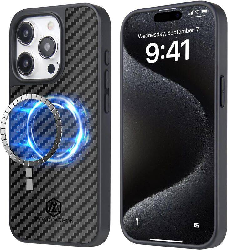 MONOCARBON Real Carbon Fiber for iPhone 15 PRO Case Cover (MagSafe Compatible) Military Grade - Matte Black
MONOCARBON Real Carbon Fiber for iPhone 15 PRO Case Cover (MagSafe Compatible) Military Grade - Matte Black