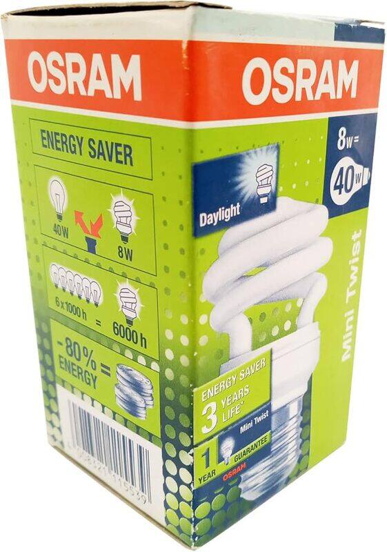 Osram DULUX Superstar Mini Twist Fluorescent Bulb, 8W, E27 Screw Base, Daylight (865), 440lm Spiral Shape
Osram DULUX Superstar Mini Twist Fluorescent Bulb, 8W, E27 Screw Base, Daylight (865), 440lm Spiral Shape