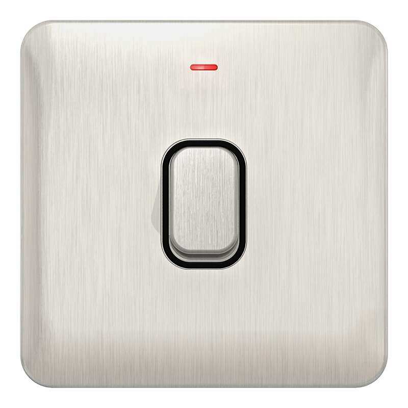 Schneider Electric Lisse Screwless Deco Control Switch, 1 Gang LED Indicator, 20AX DP, Stainless Steel with Black Interior , GGBL2011BSS
Schneider Electric Lisse Screwless Deco Control Switch, 1 Gang LED Indicator, 20AX DP, Stainless Steel with Black Interior , GGBL2011BSS