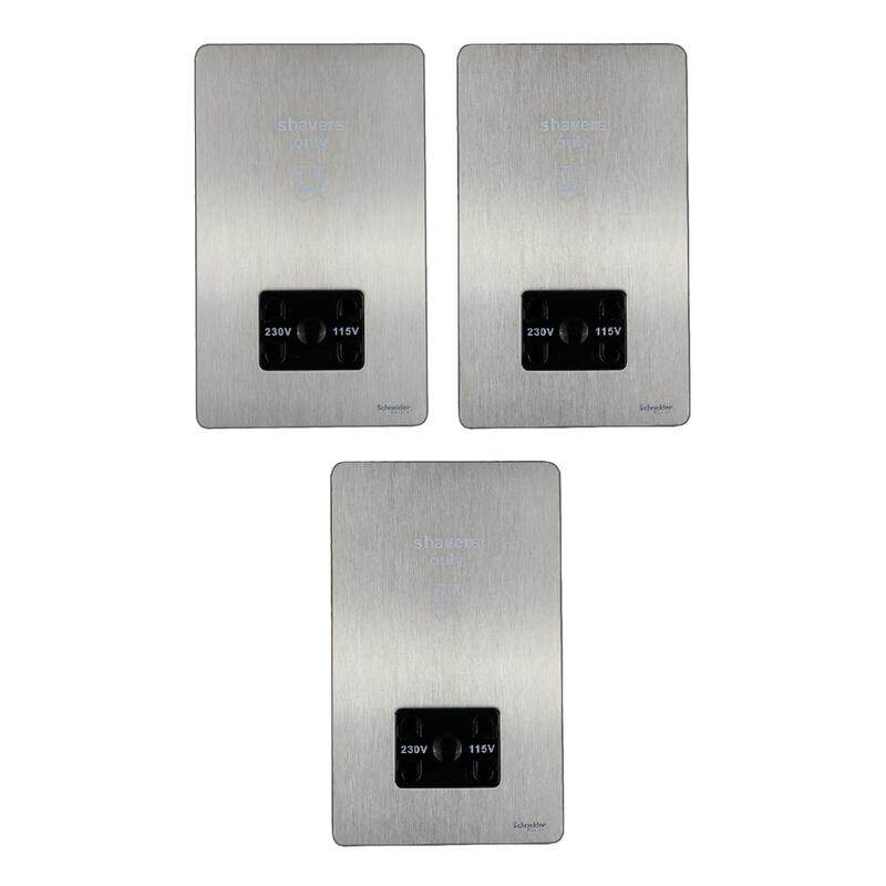 Schneider Electric Ultimate Screwless flat plate - shaver socket - stainless steel/white (Model Number - GU7490BSS) - Pack of 3
Schneider Electric Ultimate Screwless flat plate - shaver socket - stainless steel/white (Model Number - GU7490BSS) - Pack of 3