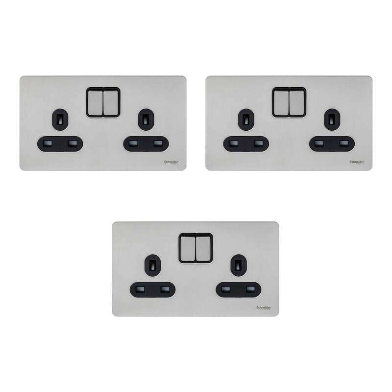 Schneider Electric Ultimate Screwless Flat Plate Double Switched Socket, 13A, Stainless Steel & Black , GU3420DBSS , Pack of 3
Schneider Electric Ultimate Screwless Flat Plate Double Switched Socket, 13A, Stainless Steel & Black , GU3420DBSS , Pack of 3