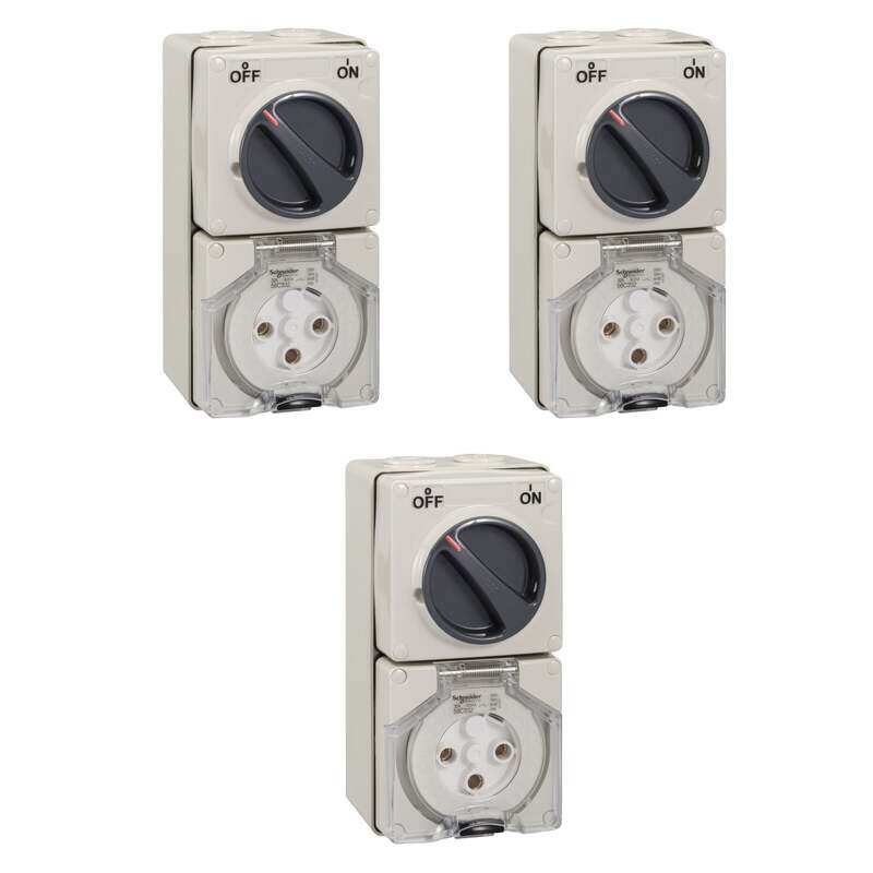 Schneider Electric WPS Switch Socket, 32A, 250V, 3,Phase, 3,Pole, Round Pin, IP66 , S56C332GY , Pack of 3
Schneider Electric WPS Switch Socket, 32A, 250V, 3,Phase, 3,Pole, Round Pin, IP66 , S56C332GY , Pack of 3
